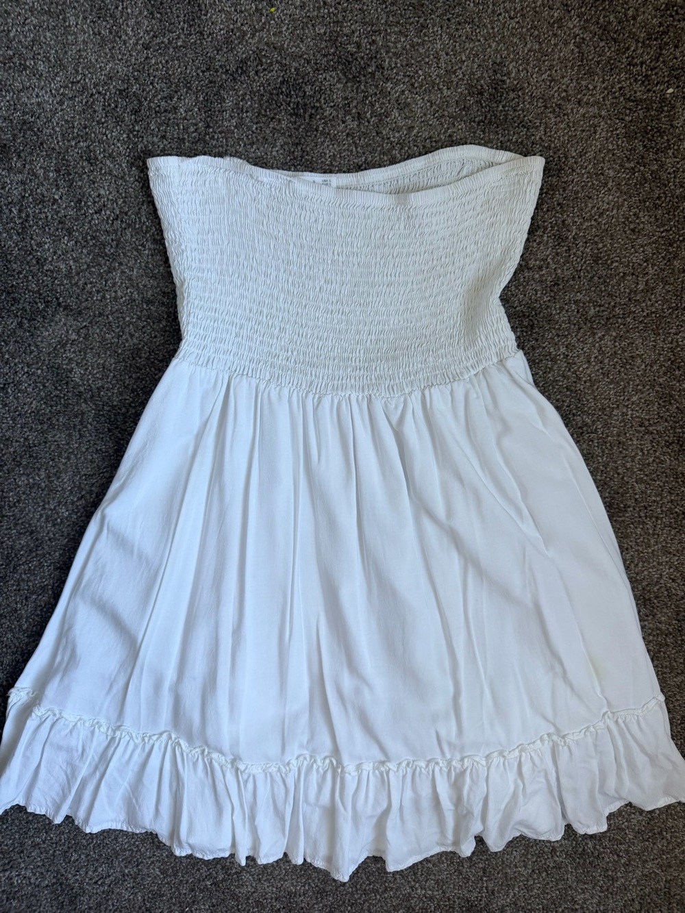 White Strapless Smocked Sundress